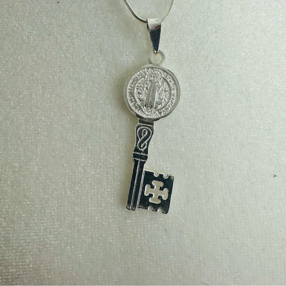 Sterling Silver 925 Saint Benedict Key Open Miracles Solid Catholic Christian - Picture 12 of 12
